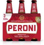 Peroni Birra Edizione Speciale, Pack con 3 birre in bottiglia da 33cl, Birra Lager con Malto 100% Italiano, Gusto Moderatamente Amaro, Gradazione Alcolica 4.7% Vol