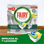 Fairy Platinum Detersivo Pastiglie Lavastoviglie, Brillantante, 54 Capsule Lavastoviglie, Limone, con Sistema Di Prelavaggio Integrato, Efficace nelle Sfide Difficili Contro lo Sporco