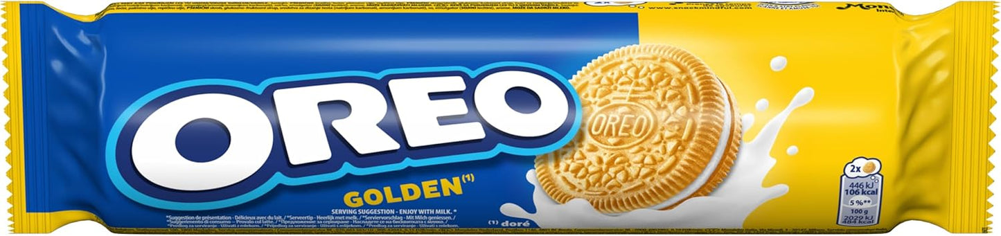 Oreo Golden, Biscotti con Ripieno di Crema alla Vaniglia, Il tuo Oreo in Versione Bianca, 154g (1 confezione da 154g)