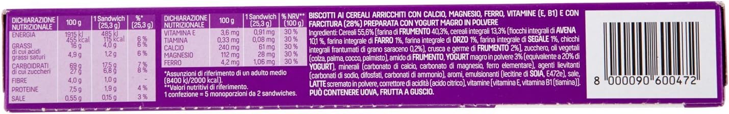 VitaSnella - Biscotti Cereal-Yo, ai cereali, con fermenti vivi e fibre - 6 confezioni da 5 monoporzioni [30 monoporzioni]