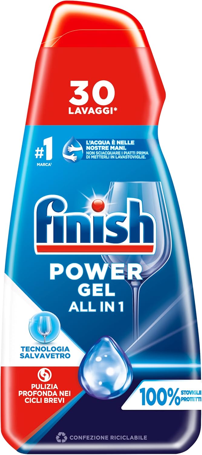 Finish Detersivo per Lavastoviglie Liquido Powergel, 30 Lavaggi, 600ml