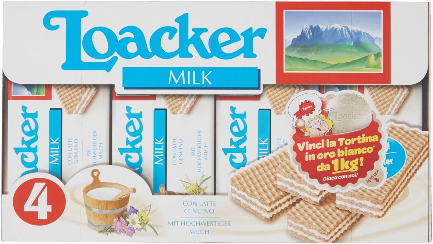 Loaker - Wafers Con Crema Al Latte - 6 confezioni da 4 pezzi da 45 g [24 pezzi, 1080 g]