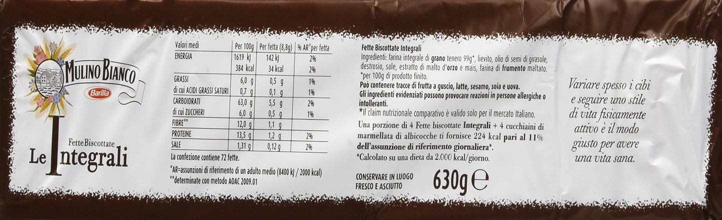 Mulino Bianco - Fette Integrali - 16 confezioni da 630g [10.08kg]