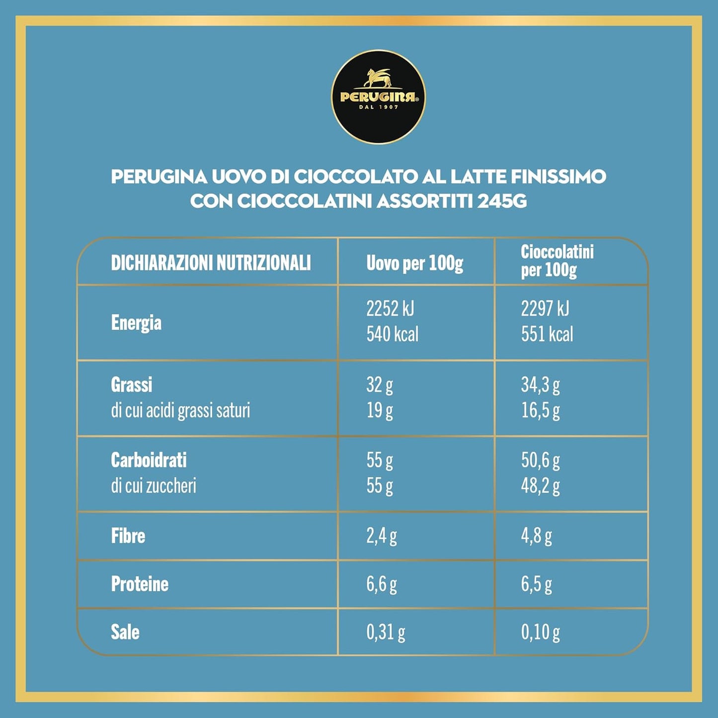 PERUGINA Uovo di Pasqua 2026 Cioccolato al Latte con 3 Cioccolatini 245g