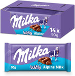 Milka, Bubbly, Tavoletta di Cioccolato al Latte con Morbido Cuore al Cacao, 100% Latte Alpino, Cacao Sostenibile, 14x90g (14 tavolette d 90g)