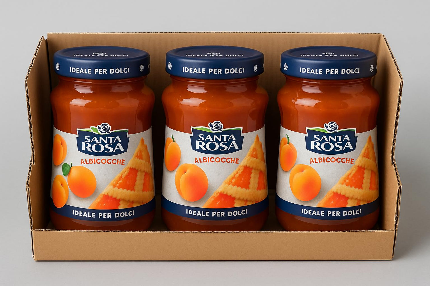 Confettura di Albicocche 3 x 600g – Marmellata Italiana Naturale e Senza Conservanti – Ideale per Colazione, Pane e Fette Biscottate – Gusto Autentico di Albicocche Mature, Dolce e Cremosa Santa Rosa