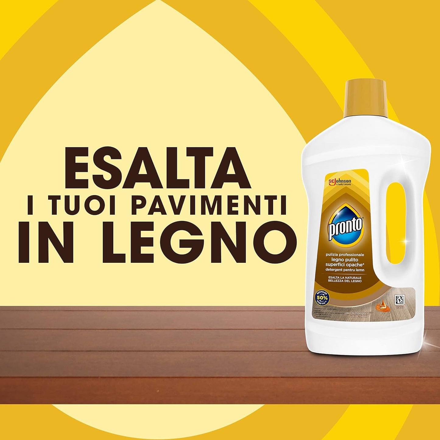 Pronto Legno Pulito Superfici Opache - Detergente Pavimenti in Legno Opaco, Fragranza Olio di Mandorla, Formato Scorta da 12 Pezzi da 750 ml