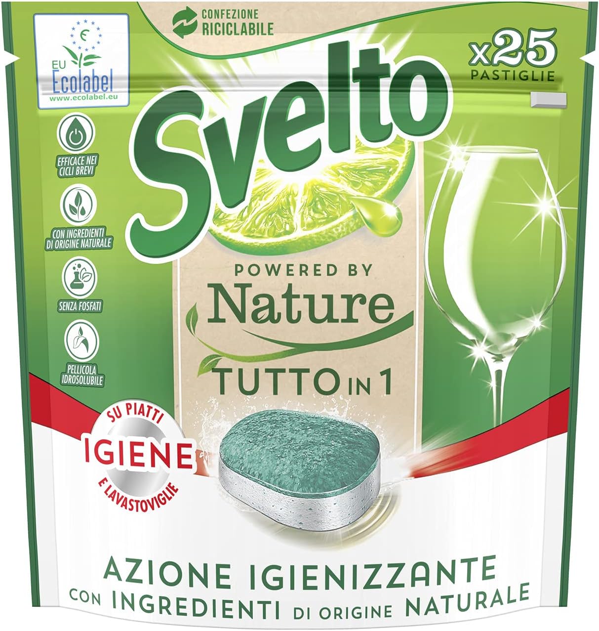 Svelto Pastiglie Per Lavastoviglie Powered By Nature Extra Igiene Megapack Da, Con Certificazione Ecolabel, 200 Unità