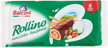 Balconi Rollino Nocciola - 222 gr, Confezione da 20 Pacchi da 6 Merendine