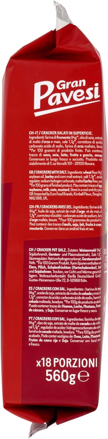 Gran Pavesi Cracker Salati I Classici, senza Olio di Palma, 18 Pacchetti, 560g