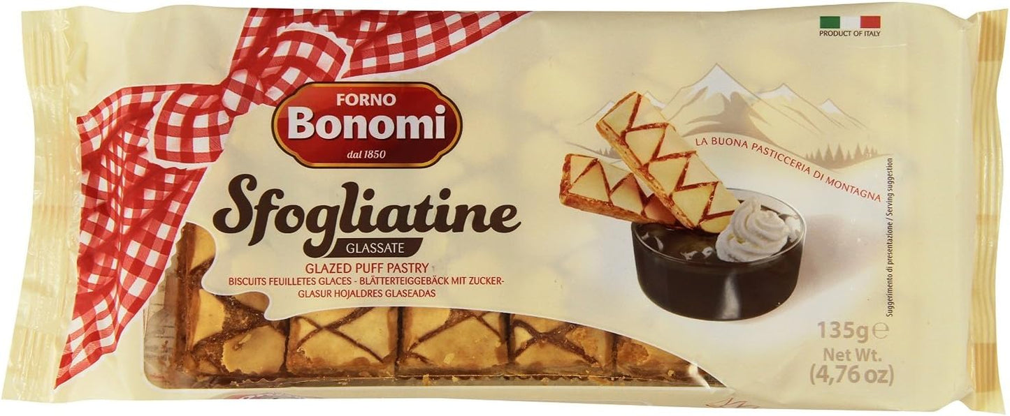 Forno Bonomi: " Sfogliatine Glassate " Pasta sfoglia glassata 135 gr - confezione da 4 - totale 20 Oz [ Italiano]