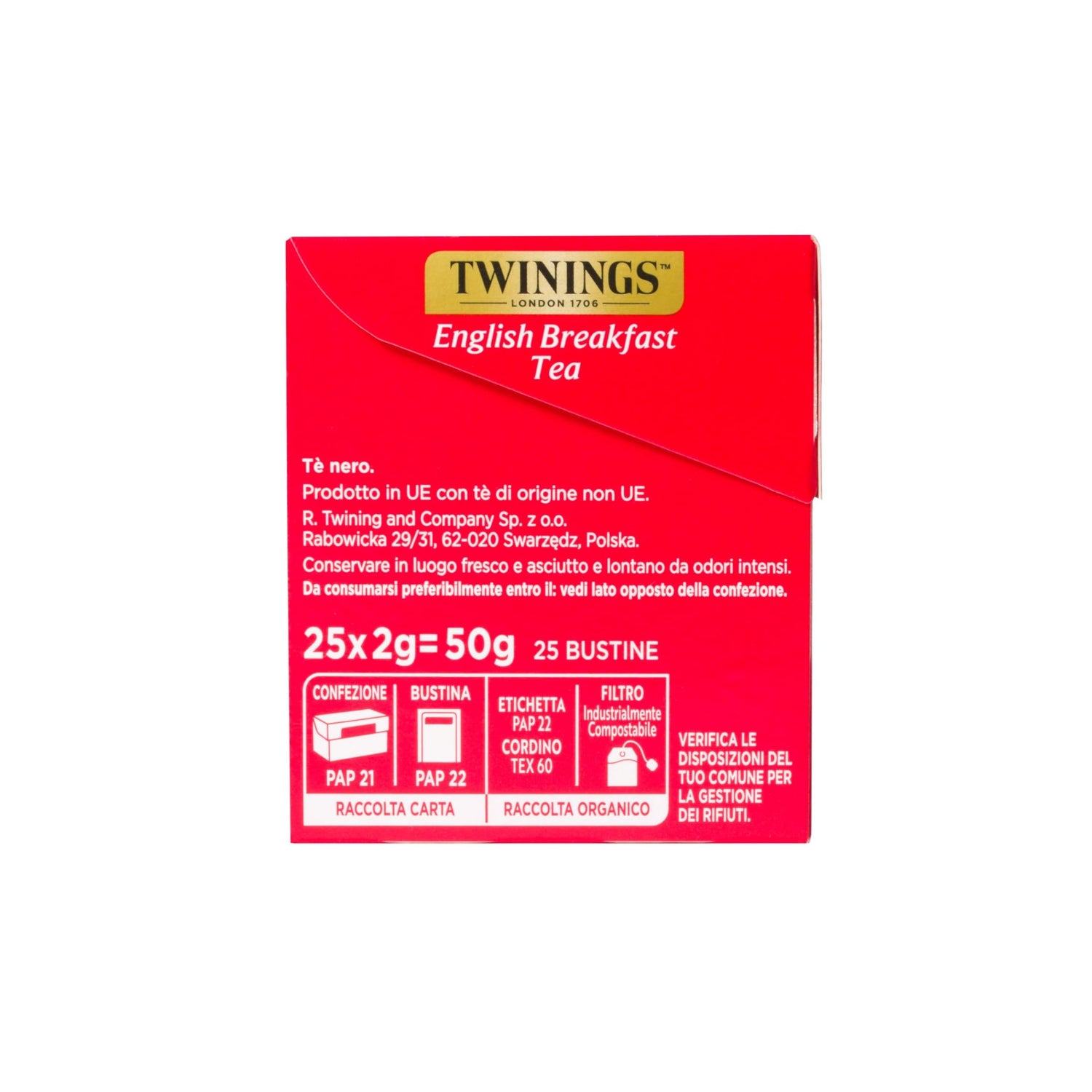 Twinings, English Breakfast Tea, Classics, Gusto Forte e Deciso, 25 Filtri