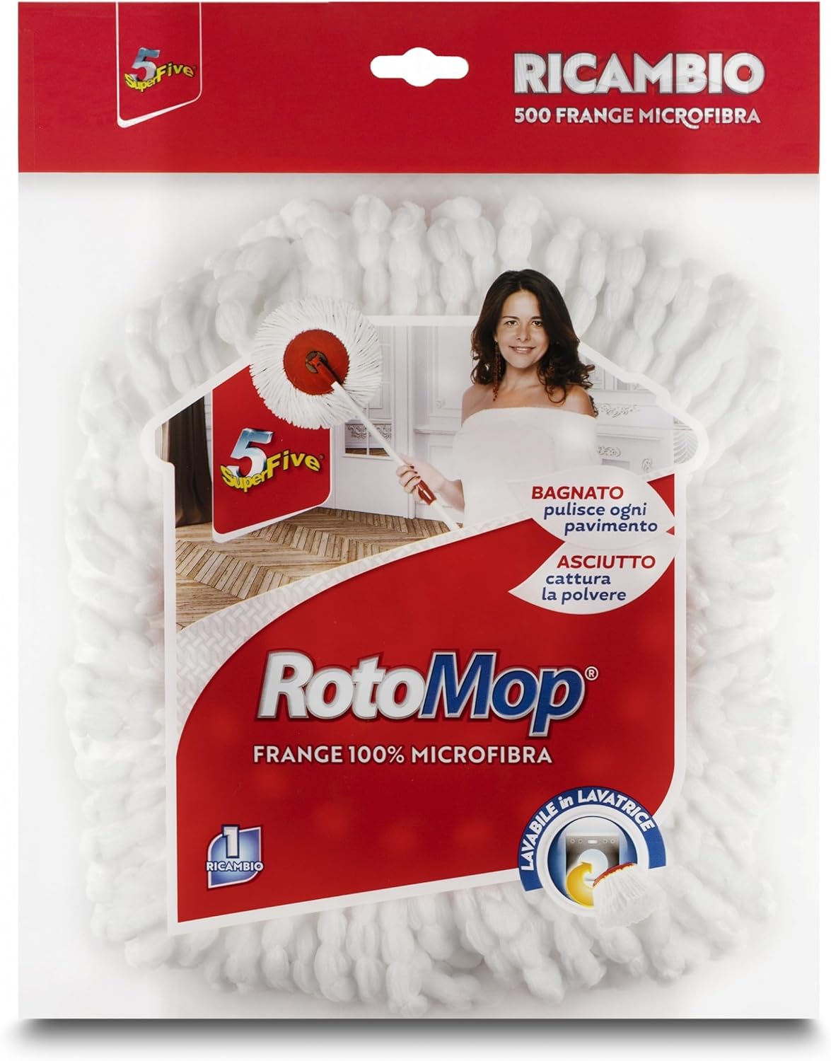 Pacco SUPER Convenienza 10 Panni rotondi di ricambio in microfibra per Rotomop Super Five + Penna Raspada ®