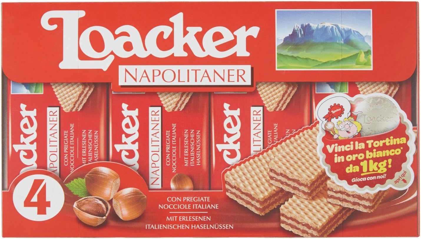 Loacker Wafer con Crema alla Nocciola - 4 x 45 gr (180 gr)