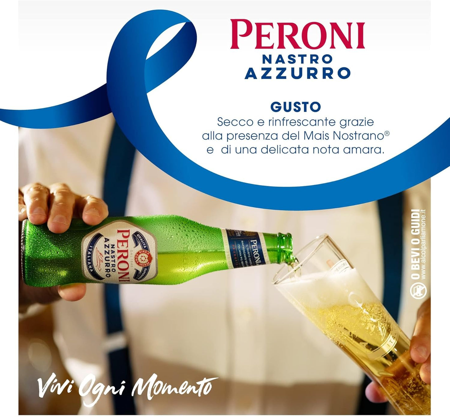 Peroni Nastro Azzurro, Pack con 3 Birre in Bottiglia da 33cl, Birra Premium Lager a Bassa Fermentazione, Gusto Secco e Rinfrescante, Gradazione Alcolica 5% Vol