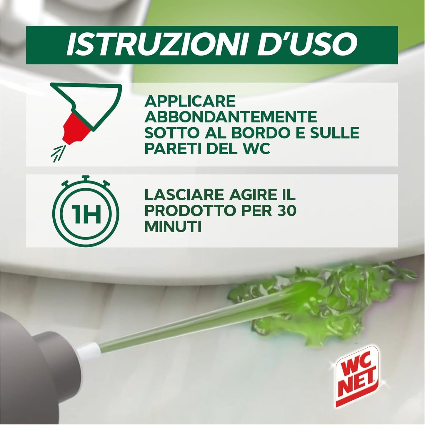 Wc Net - Natural Power Gel, Anticalcare e Igienizzante per Sanitari e Superfici, Pulitore Liquido per Wc, 700 ml