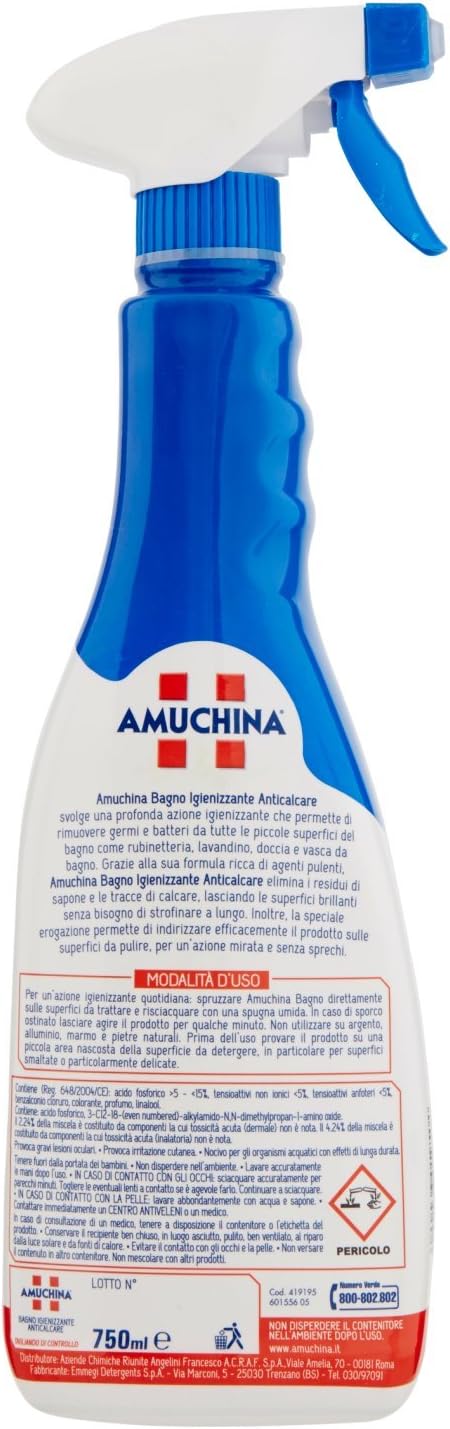 Amuchina Spray Bagno Igienizzante Anticalcare, 750ml