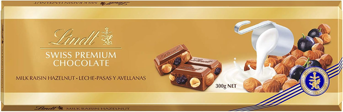 Lindt Swiss Premium Cioccolato Al Latte - Uva E Nocciole (300g)