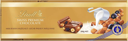 Lindt Swiss Premium Cioccolato Al Latte - Uva E Nocciole (300g)