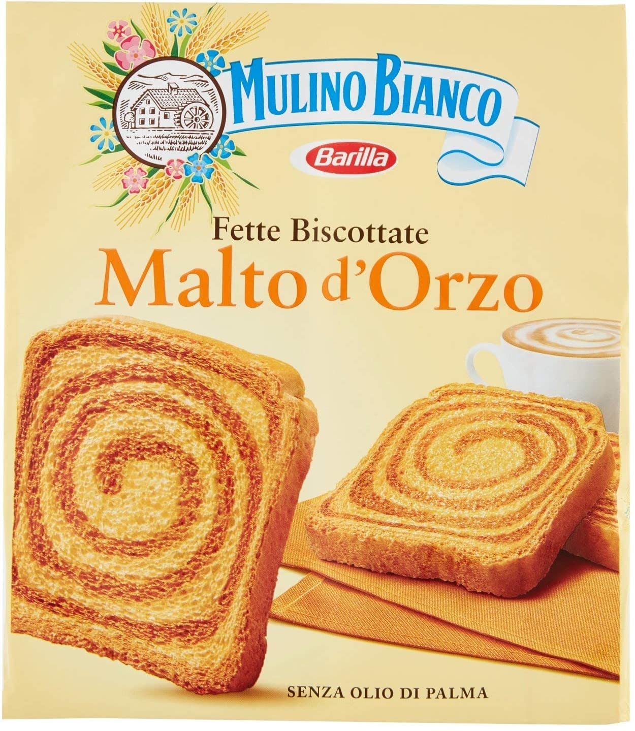 4X Mulino Bianco Fette Biscottate Malto d'Orzo Croccanti e con Farina di Frumento 315g [4 Confezione]