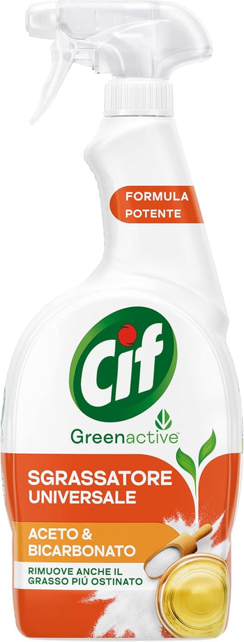 Cif Sgrassatore Universale, Sgrassatore Cucina con Aceto e Bicarbonato, 650 ml, per Pulire il Grasso Più Ostinato di Forno, Fornelli e Piano Cottura, con Agenti Pulenti di Origine Naturale