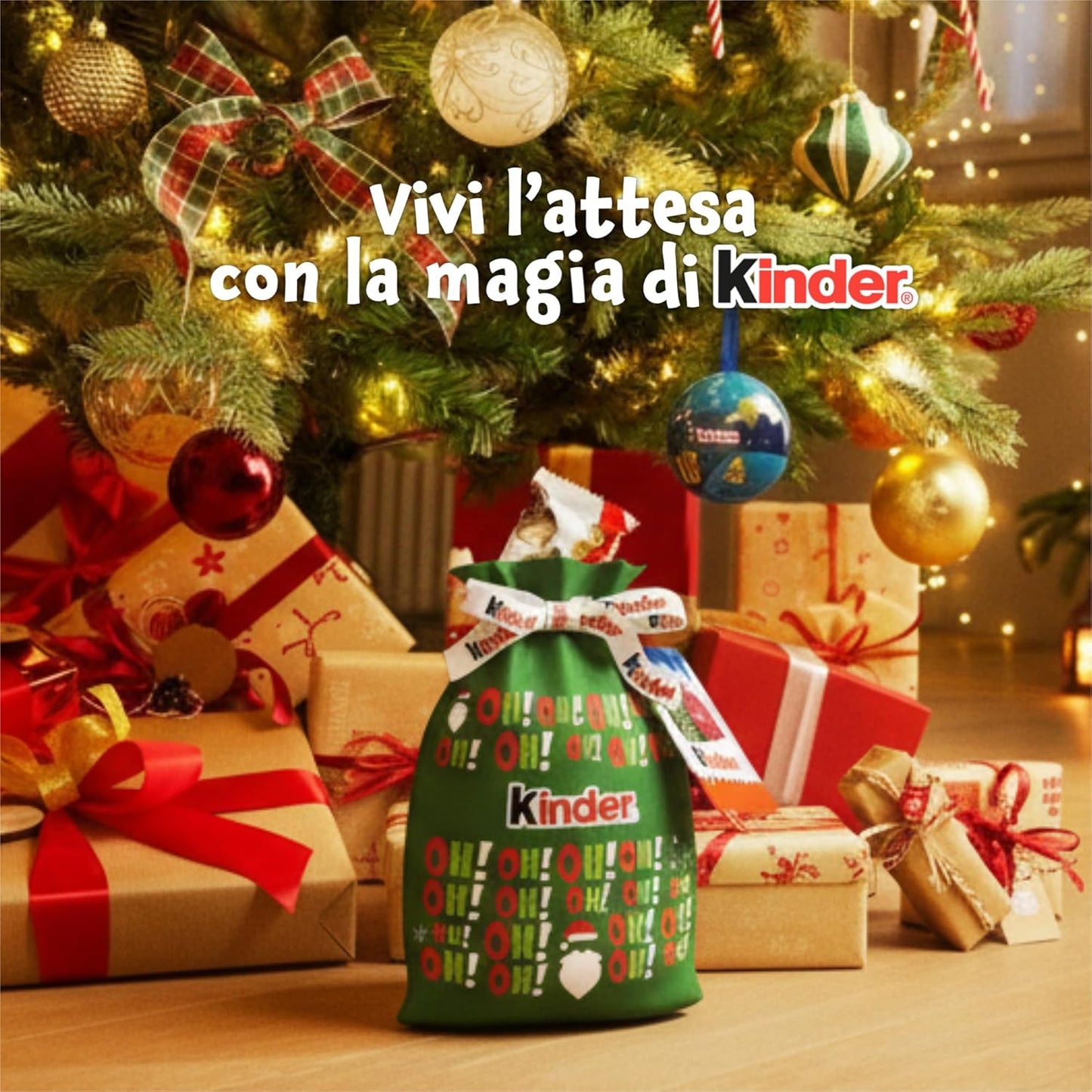 Kinder Happy Snack Sacco Rosso - 10 Snack Dolci al Cioccolato Assortiti, Sacco Speciale di Babbo Natale, Idea Regalo, Confezione da 290,5 gr