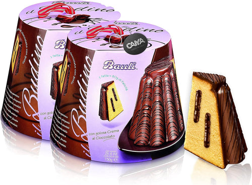 2X Panettone il Budino con Golosa Crema al Cioccolato, Confezione per Bauli 750g [2 Pezzi]
