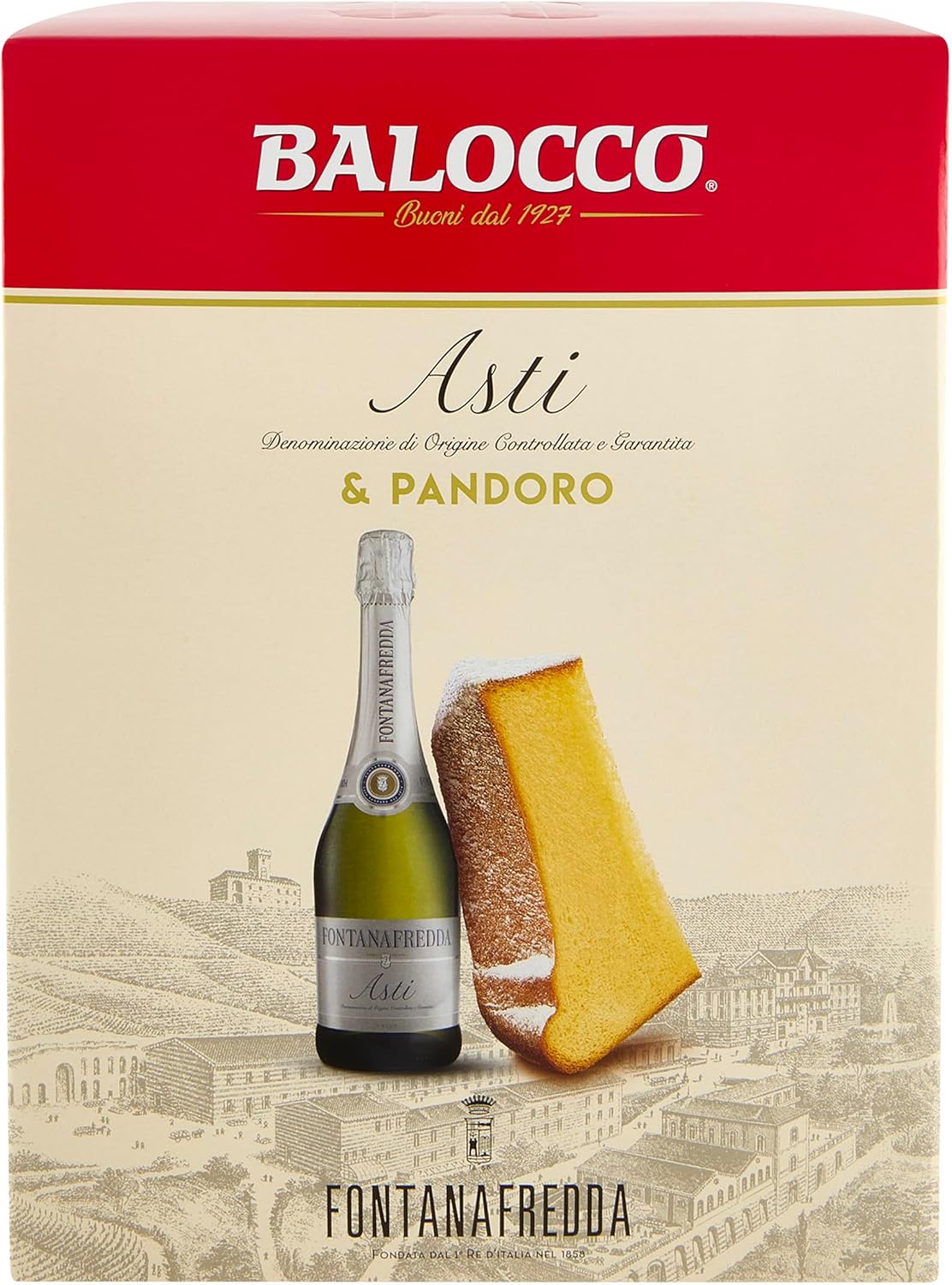 Abbinata Fontanafredda: Pandoro 750g e Bottiglia Asti DOCG Fontanafredda 75cl