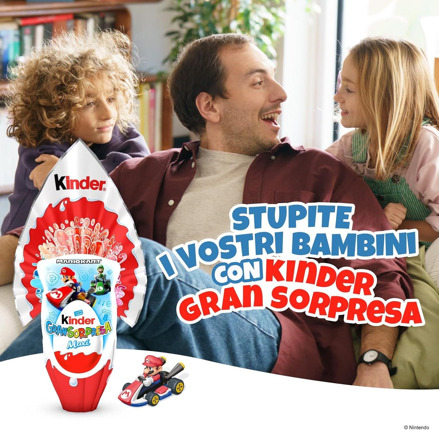 Kinder GranSorpresa Maxi MarioKart - Uovo di Pasqua Kinder 2024, Finissimo Cioccolato al Latte con Sorpresa Super Mario Kart, Idea Regalo Pasqua, 220 Grammi