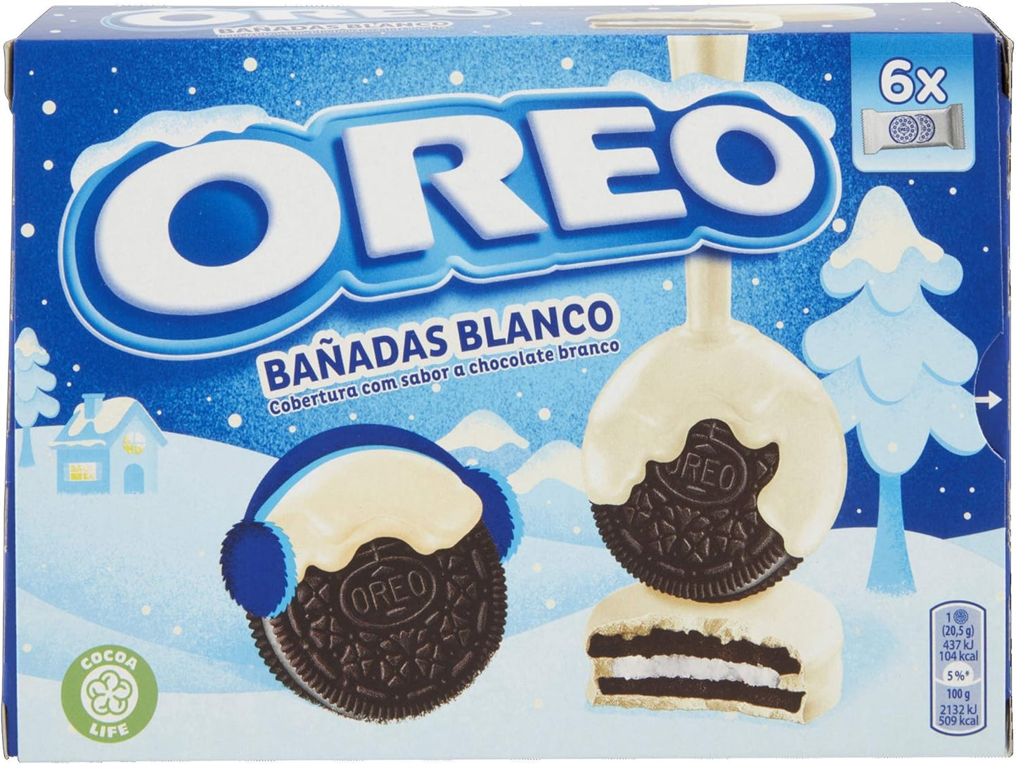 Oreo Banadas - Biscotti al cacao magro ripieni di crema alla vaniglia ricoperti di cioccolato bianco 246g