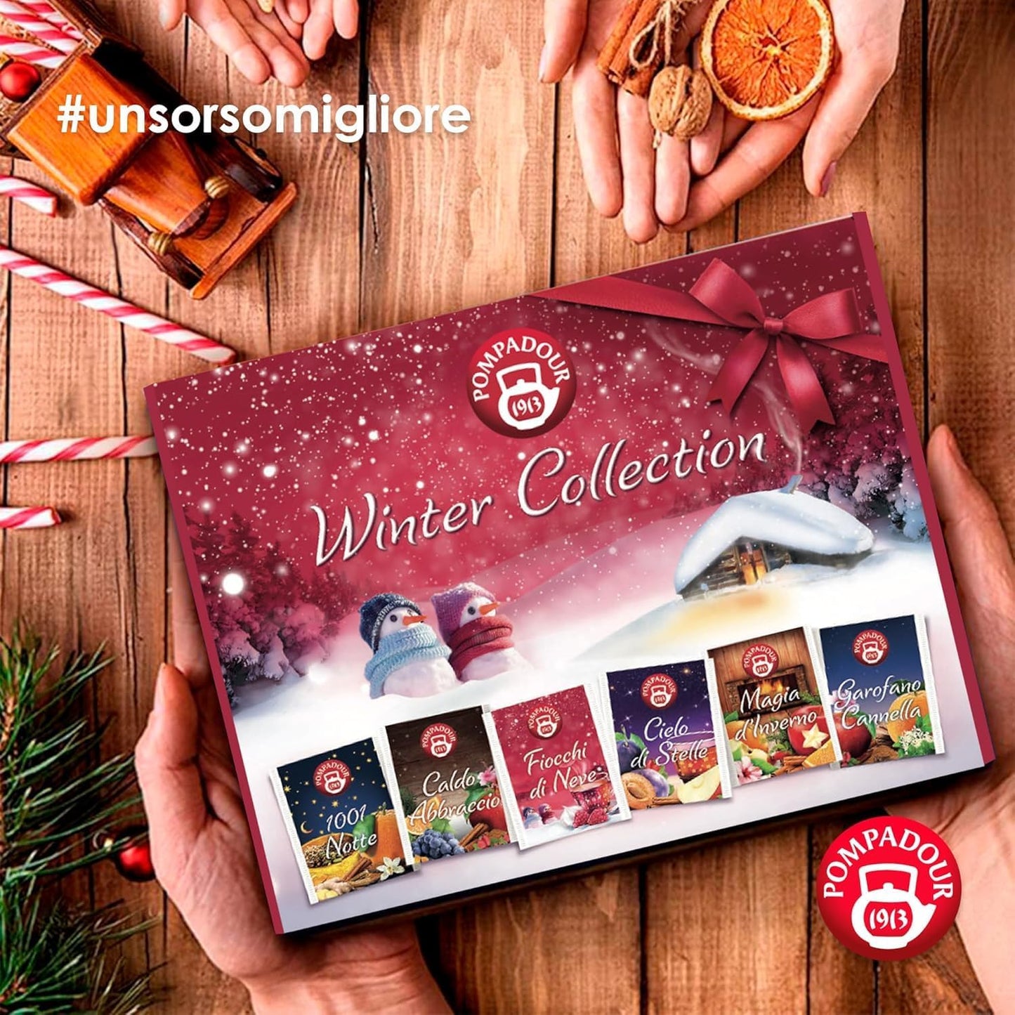 Pompadour Winter Collection - Confezione Regalo con 30 Filtri di Infusi Invernali Assortiti in 6 Gusti Deliziosi (1 conf.)