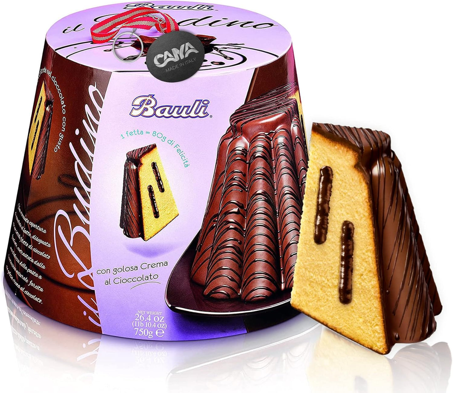 3X Panettone il Budino con Golosa Crema al Cioccolato 750g, Confezione per bauli [3 Pezzi]