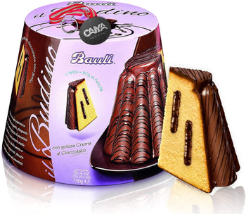 Panettone il Budino con Golosa Crema al Cioccolato, Confezionato per Bauli 750g