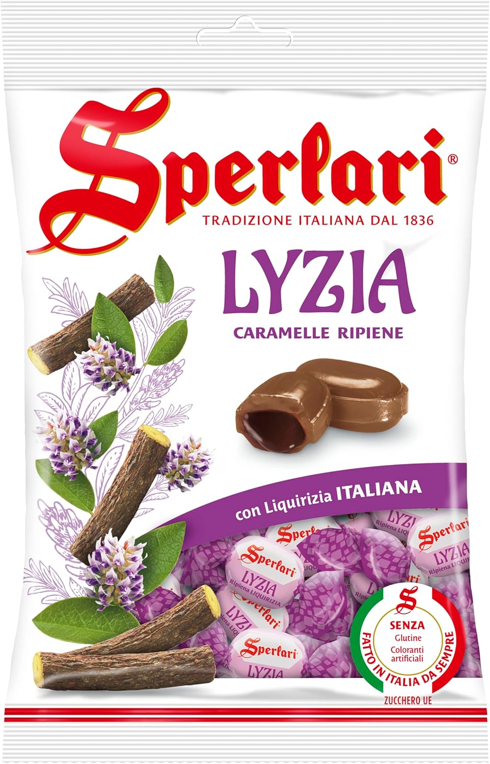 Sperlari - Caramelle Dure Lyzia Ripiene di Liquirizia Selezionata, Incartate Singolarmente - 6 Sacchetti da 175 gr
