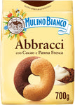 Mulino Bianco Biscotti Frollini Abbracci con Cacao e Panna Fresca, Senza Olio di Palma, Colazione Ricca di Gusto, 700 g (Confezione da 2)