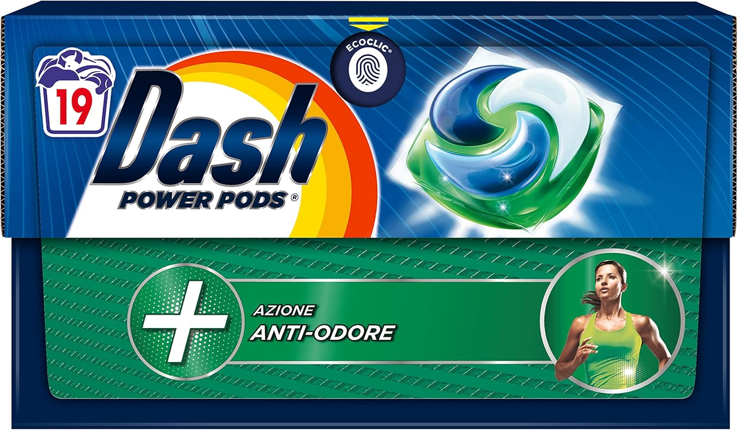 Dash Power Pods Detersivo Lavatrice In Capsule, 19 Lavaggi, Azione Anti-Odore, Combatte I Cattivi Odori, Efficace Anche A Freddo E In Cicli Brevi