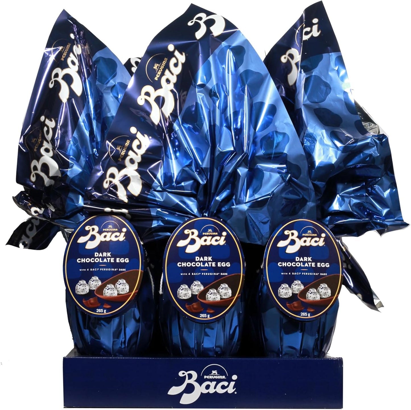 BACI PERUGINA Uovo di Pasqua 2025 Cioccolato Fondente Extra con Sorpresa e 4 Cioccolatini 265g (Confezione da 2)