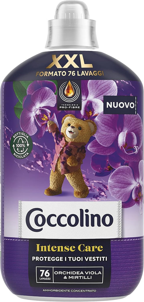 Coccolino Ammorbidente Concentrato Orchidea Viola e Mirtilli, Ammorbidente Lavatrice Intense Care con Tecnologia Pro-Fibre, Formato XXL Fino a 76 Lavaggi, 1750 ml