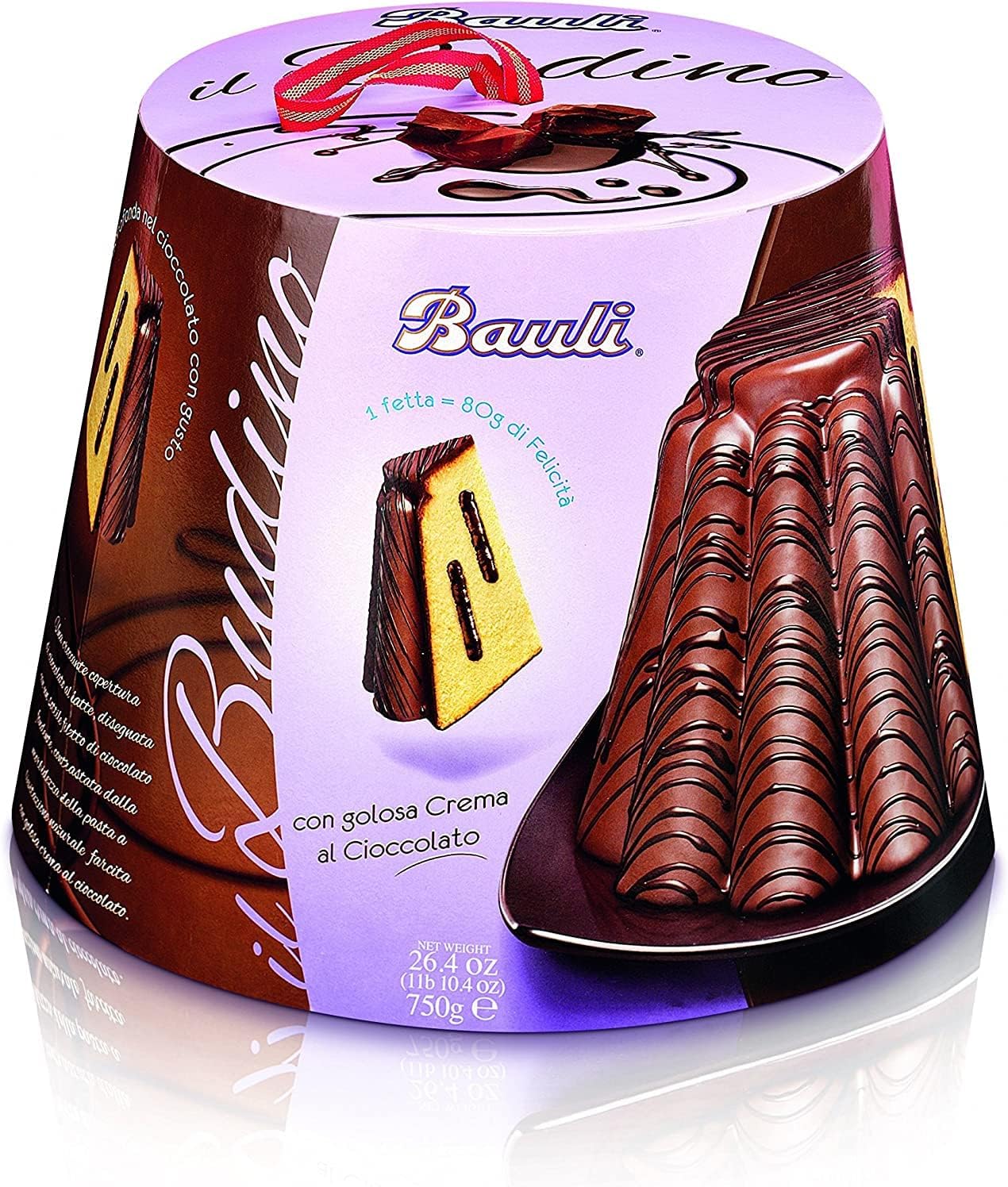 2X Panettone il Budino con Golosa Crema al Cioccolato, Confezione per Bauli 750g [2 Pezzi]