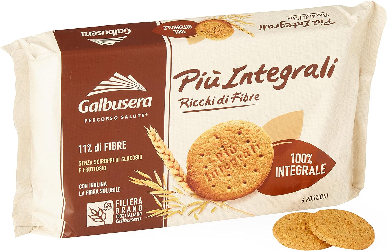 Galbusera Piu'Integrali Frollino con Zucchero di Canna Integrale, 330g