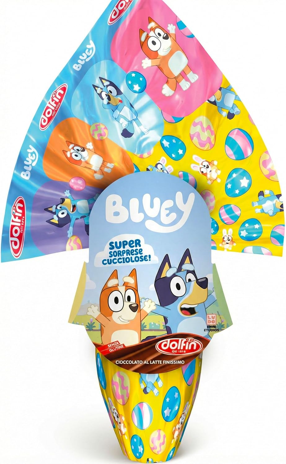 Dolfin Uovo Pasqua Con Cioccolato Finissimo al Latte Bluey 220gr - Senza Glutine