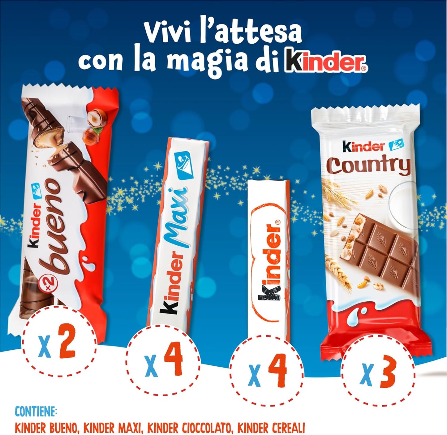 Kinder Happy Snack Sacco Rosso - 10 Snack Dolci al Cioccolato Assortiti, Sacco Speciale di Babbo Natale, Idea Regalo, Confezione da 290,5 gr