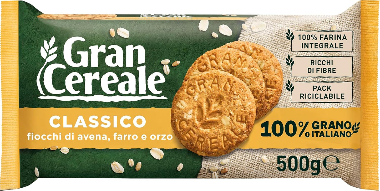 Gran Cereale Biscotti Gran Cereale Classico, Ricchi di Fibra e Fosforo, 500 g