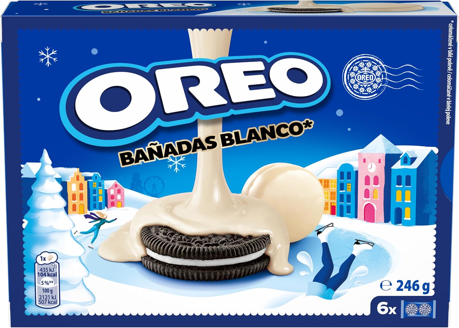 Oreo Banadas Blanco, Biscotti con copertura al Gusto di Cioccolato Bianco, Il tuo Oreo avvolto da una golosa copertura di Cioccolato, 246g (6 monoporzioni da 41g)