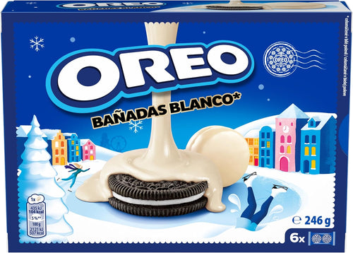 Oreo Banadas Blanco, Biscotti con copertura al Gusto di Cioccolato Bianco, Il tuo Oreo avvolto da una golosa copertura di Cioccolato, 246g (6 monoporzioni da 41g)