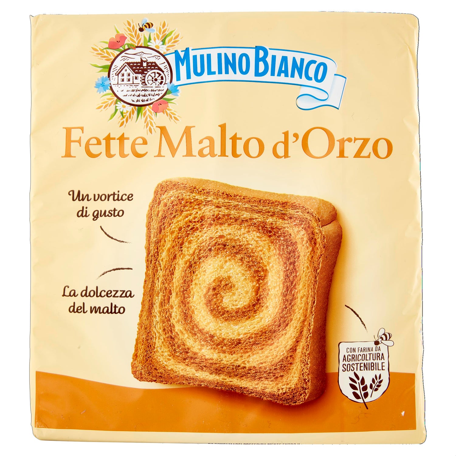 Mulino Bianco Fette Biscottate al Malto D'Orzo, Senza Olio di Palma - 315 g (Confezione da 6)