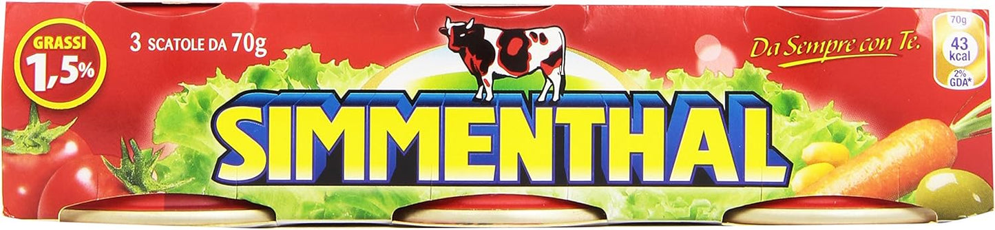 Simmenthal Piatto Pronto, di Carni Bovine in Gelatina Vegetale - 3 Scatole da 70 gr
