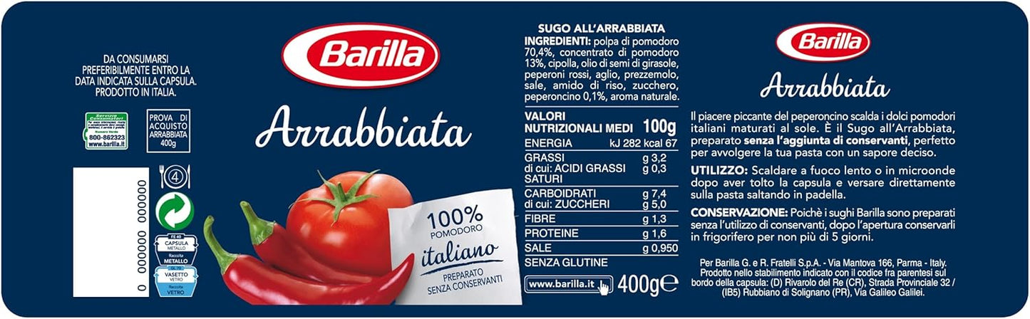 Barilla Arrabbiata Sugo Pomodoro Italiano - 400 gr