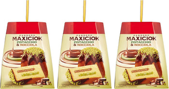 3X Pandoro MaxiCiok con Granella di Pistacchio, Nocciole e Cioccolato a Latte 800 g con Portachiavi RASPADA [3 Pezzi]