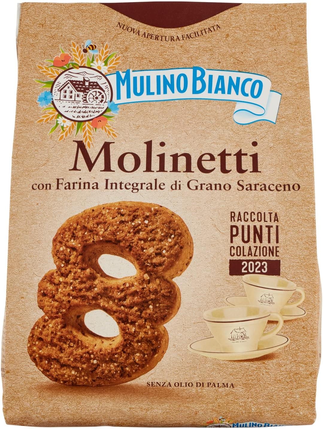 Mulino Bianco Biscotti Frollini Molinetti con Farina Integrale di Grano Saraceno, Colazione Ricca di Gusto, 800 g